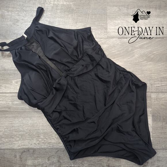 Tempt Me High Neck Mesh One Piece Swimsuit Size M - Picture 3 of 7